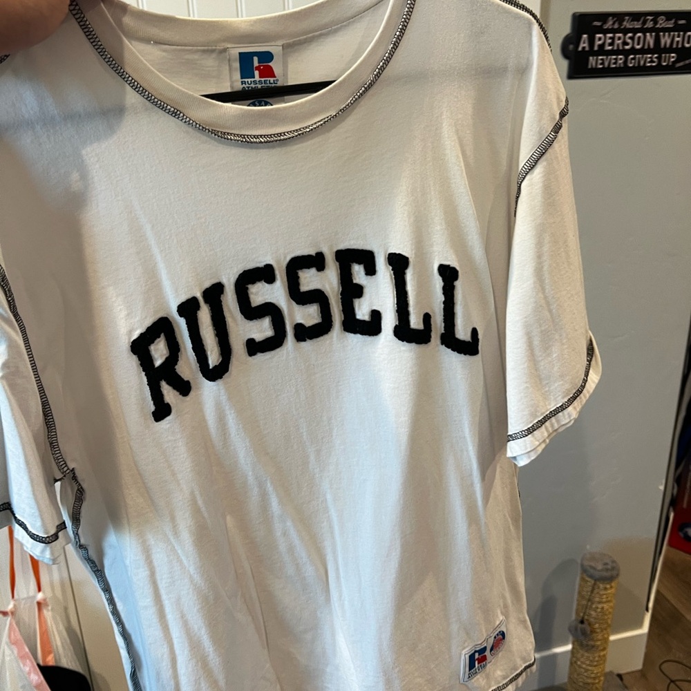 RUSSEL Short Sleeve Puff Print Shirt, Size - L